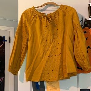 yellow mustard lace blouse